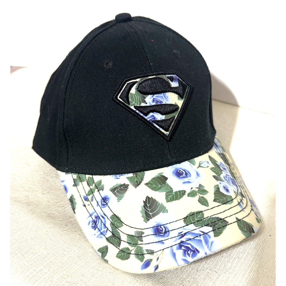 Superman Six Flags Embroidered Adjustable Hat Cap floral brim Texas OSFA